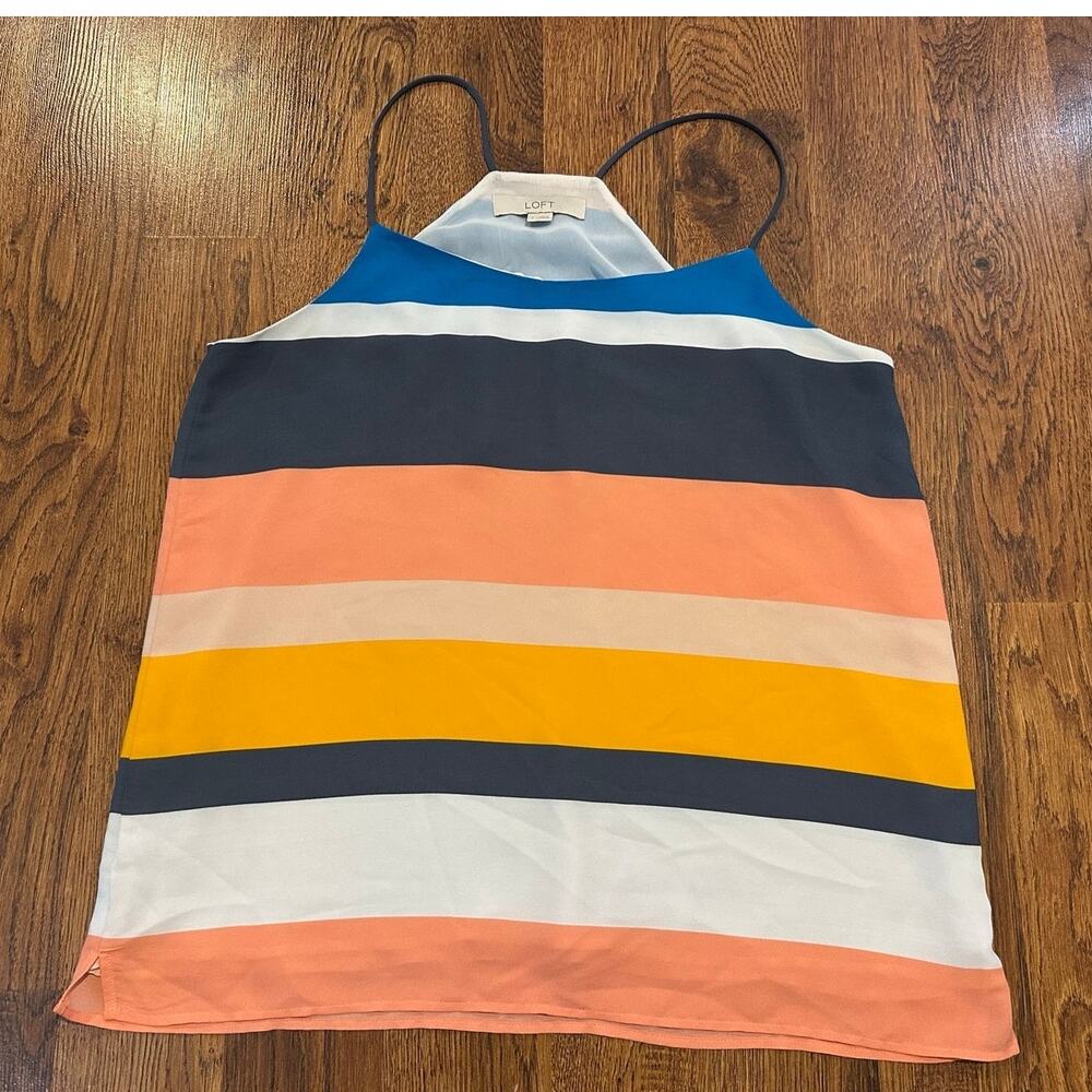LOFT Striped Tank Top Women’s Small Colorful Spaghetti Strap Lightweight Cami